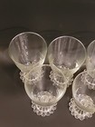 Set Of 7 Medium Water Drinking Cocktail Glasses Clear Candlewick Beaded Glass