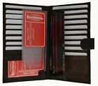 Genuine Leather Credit Card Holder Wallet 19 Card Slots   Id Window   Snap Brown