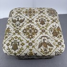 Redmon Co Vintage Sewing Box Basket Eagle Floral Brown Hinged Lid Padded Top