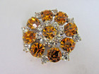 Gorgeous Czech Vintage Style Glass Rhinestone Button    Amber   Crystal