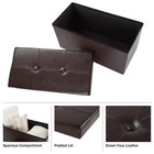 Brown Faux Leather Storage Ottoman Bench Footrest Seat Chest Padded Stool