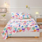 Kids Bed Sheets Twin Size 3 Piece Fun Colorful Hearts Girls Sheet Sets Soft M   