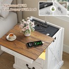 Night Stand Set 2 With Gun Drawer Led Sensor Lights Charging Station Farmhouse