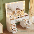 Vanity Desk Mirror And Lights 3 Colors Glass Top Vanity With 7 Lighted Drawers