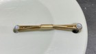 Vintage Hadley Tie Clip Collar Bar  Gold Tone  Light Blue Small Stones 