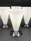 Set Of 4 Morgantown Alabaster Melon Tumblers W  Ritz Blue Foot - Irregular