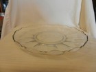 Large Clear Glass Round 14  Platter Beta Sigma Omnicron Logo  Scalloped Edges