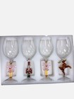 Neiman Marcus Clear Figural Christmas Holiday Mixed Wine Glass Set Of 4