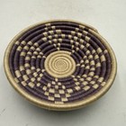 African Woven Malindi Coil Basket Purple Brown Bohemian Round Wall Decor