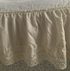 Full Sz Eyelet Bed Skirt Ivory Beige Cottage Chic Classic 17  Drop Aka Double Sz
