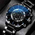 Fashion Men s Black Blue Stainless Steel Quartz Watch Sport Business Wristwatch