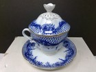 Lomonosov Russia Blue Rhapsody Cup   Saucer With Lid Set