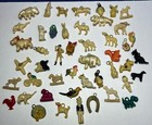 Lot Of 47 Vintage Celluloid Plastic Cracker Jack Charms Mixed Lot Owls Dogs Misc