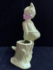 1951 Gilner Pottery Vintage Ceramic Light Green Elf pixie gnome Figurine Planter