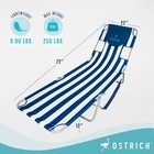 Ostrich Chaise Lounge Folding Portable Sunbathing Beach Chair  Striped  2 Pack 