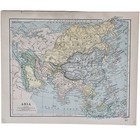 1891 Asia China India Persia Arabia Siberia Siam Antique Map Color Victorian Era