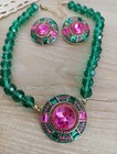  Vintage Style Necklace And  Earring Set Crystal Jewelry Set 