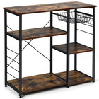 Modern Kitchen Baker s Rack With Storage And Hooks Cart Oven Stand  Rustic Brown