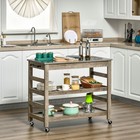 Rolling Kitchen Cart With Stainless Steel Countertop And 2 Open Shelves
