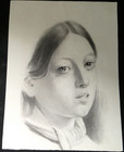 Original Drawing In Pencil - Portrait Of An Expressive Young Woman - 19th