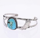 Vtg Navajo Sterling Silver Turquoise Native American Old Pawn Cuff Bracelet 925