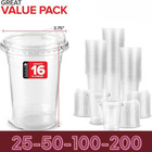 16 Oz Crystal Clear Pet Disposable Plastic Cups  With Sip Lids  50-200 Sets