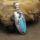 Sterling Silver Southwestern Inspired Leafy Turquoise Pendant