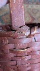 Antique Early Country Primitive Wood Splint Gathering Basket Old Red Paint 11 