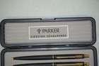 Parker Classic Matte Black Gold Trim Ballpoint Pen Mechanical Pencil Set Usa Vtg