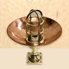 Nautical Marine Bulkhead Light Brass Ceiling Fixture With Copper Shade