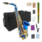 Alto Saxophone E-flat Blue Lacquer Brass Body Includes Case Full Set For Student