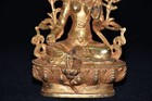 Ancient Chinese Bronze Gilt Carved Guanyin Buddha