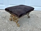 Victorian Style Cast Iron Base Hair On Hide Upholstered Foot Stool Ottoman