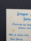 Vintage Tattoo Business Card Dragon Moon Tattoo  Glen Burnie  Md 