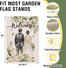 Welcome Bride Groom Wedding Large Decorative House Flag  Romantic Lily Flower Ya