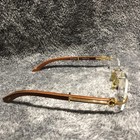 Cartier Eyeglasses Paris140 Gold Rimless Square Metal Wood Frame Made In France