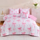 Twin Size Bow Comforter Set 6-piece Bed In A Bag For Girls   Kids - Cozy Bedding