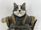 Antique Vintage Cast Iron Metal Figural Cat Feline Door Stop Large Hand Painted