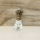 2  Antique Brass Glass Teardrop Tear Drop Drawer Pull Knob Vintage Inspired