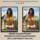 Sexy Pinup Girl Custom Alcohol Poster Any Beer Whiskey Tequila Vodka Brand   249