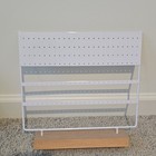White Metal And Wood Free Standing Earring Display Easel With Brown Base