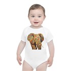 Baby Elephant Dtf Graphic One-piece Short Sleeve Bodysuit -customized Name   Usa