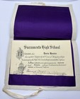 Antique Vintage 1919 Sacramento High School Diploma In Suede Folder W Ribbon