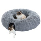 Pawz Road Large Cat Tunnel For Indoor Cats With Bed Soft Plush Mat Dangling Ball