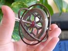 Vtg 1950   s  Gyroscope Metal Spinning Top Red Center Classic Antique Toy  tf488 