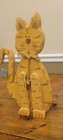 Primitive Country Wooden Striped Tabby Cat W  Mouse Hand Painted Folk Art 14 