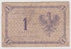 Poland 1 Zloty 1919 Single Digit Serial Used