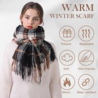 Winter Plaid Scarf Women Cashmere Feel Long Oversized Tartan Warm Shawl