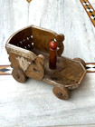 Rare Vintage Antique Colonial Indian Hardwood Childrens Toy Pull Along Cart