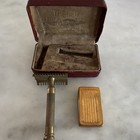 Vintage Gillette The New Safety Razor Set Gold Plated Ball Handle Made In Usa